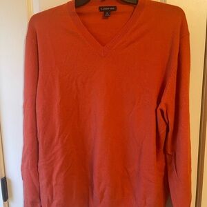 Lands' End Men's V-Neck Sweater in Vibrant Orange